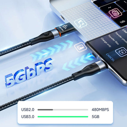 USB-C - USB-A Data- og Ladeadapter Techsuit A5 HyperPort, Svart Oransje