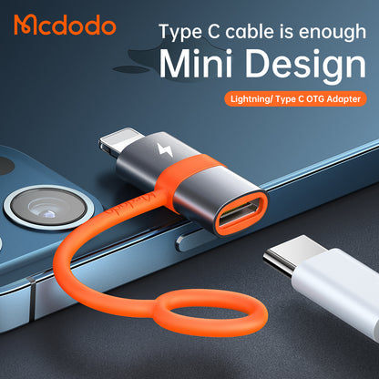 Adapter for Data og Lading USB-C - Lightning McDodo OT-0510, Grå
