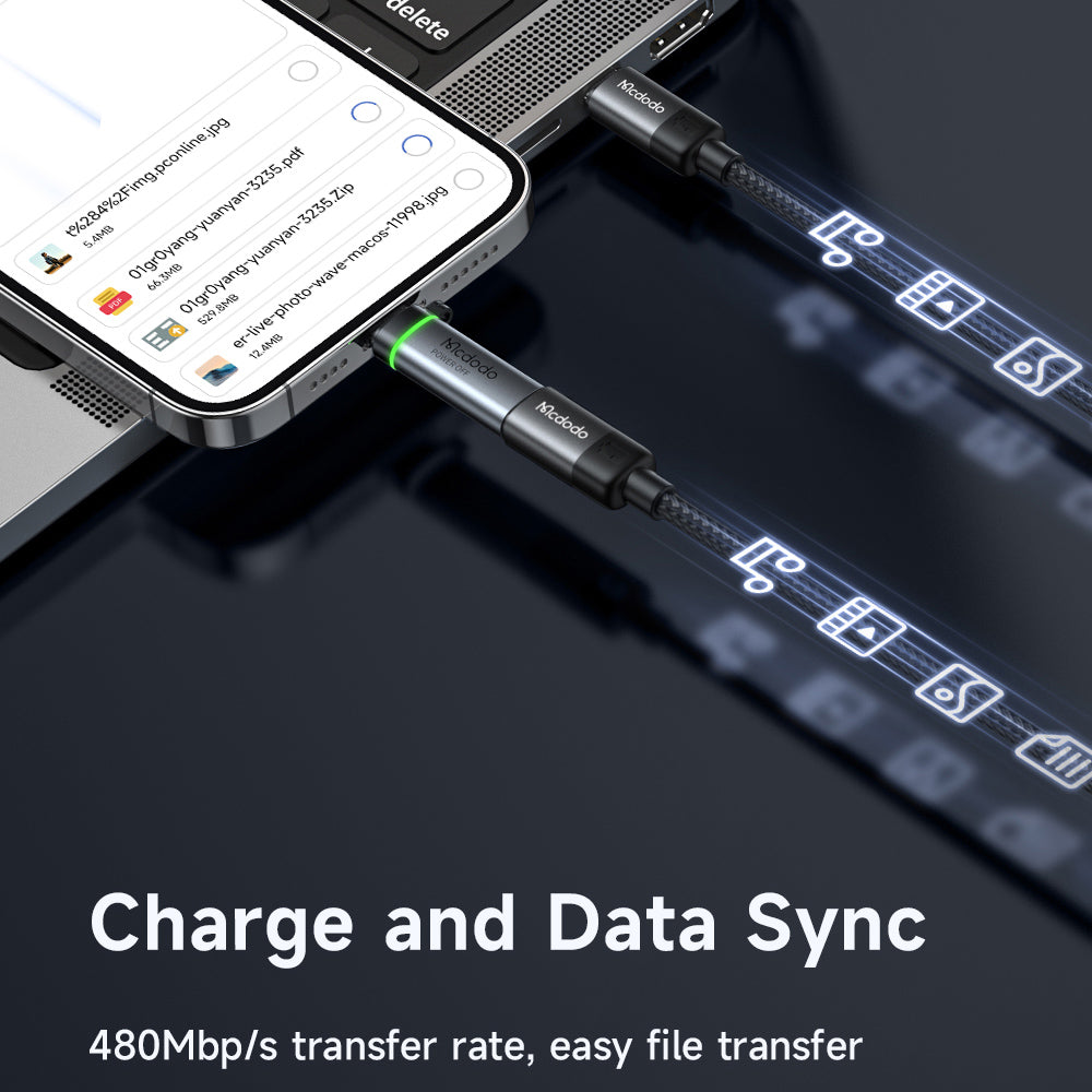 Adapter for Data and Charging USB-C - Lightning McDodo OT-2590 Power Off, Svart