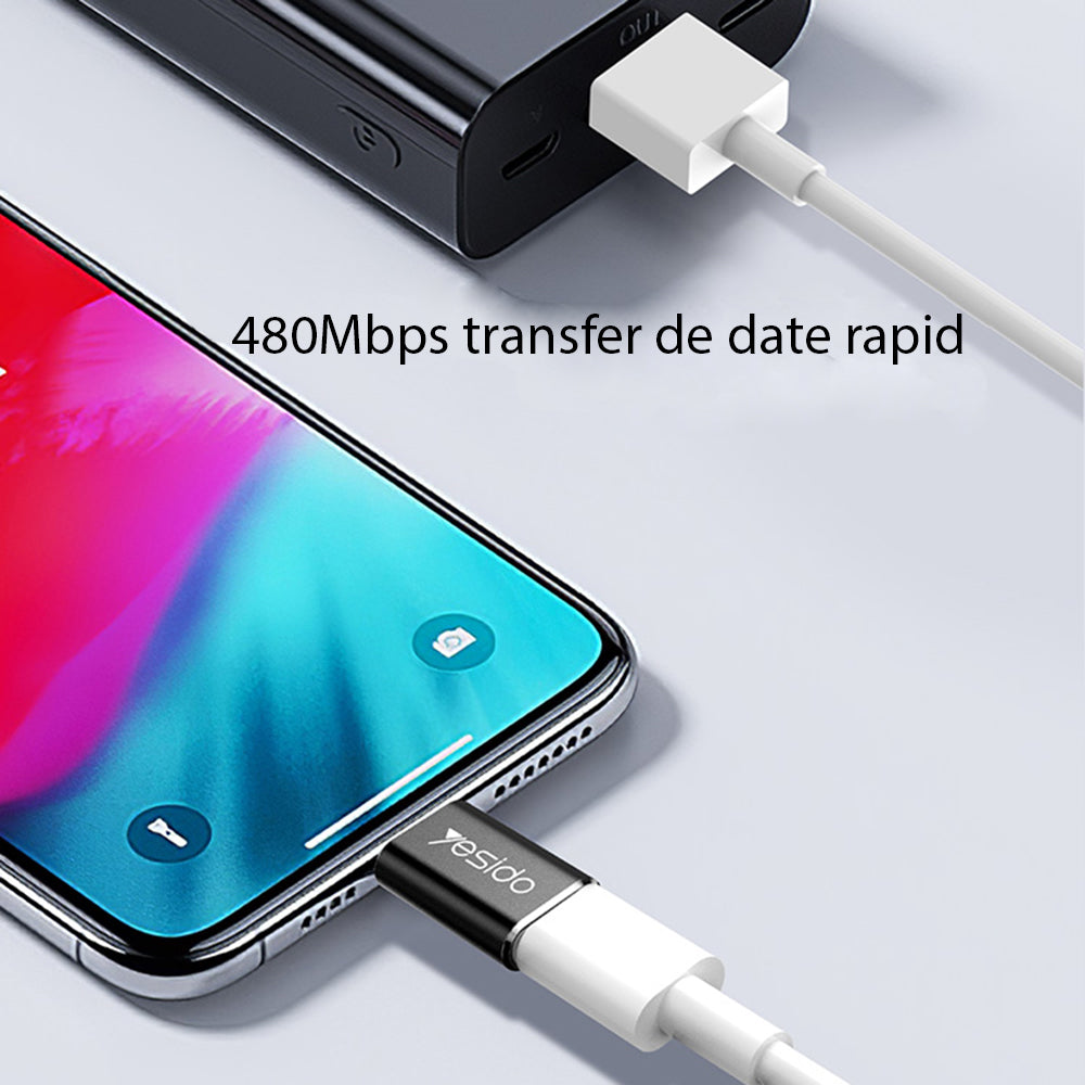 USB-C - Lightning Data og Ladeadapter Yesido GS03, Svart