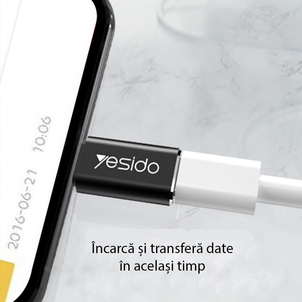 USB-C - Lightning Data og Ladeadapter Yesido GS03, Svart