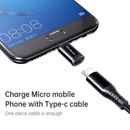 Adapter for Data og Lading USB-C - microUSB McDodo OT-7690, Svart