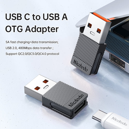 Adapter for Data og Lading USB-C - USB-A McDodo OT-6970, Svart