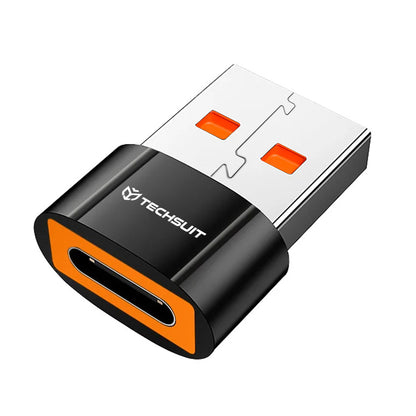 USB-C - USB-A Data- og Ladeadapter Techsuit A7 HyperPort, Svart Oransje