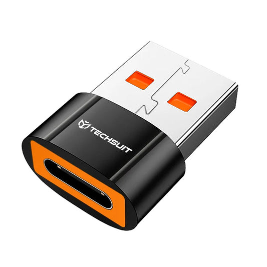 USB-C - USB-A Data- og Ladeadapter Techsuit A7 HyperPort, Svart Oransje