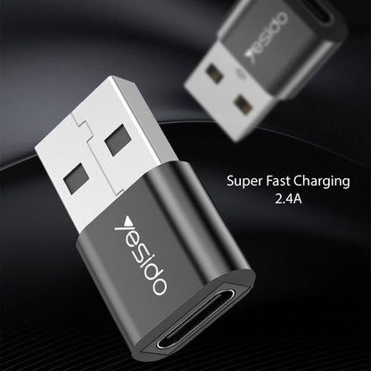Adapter for Data og Lading USB-C - USB-A Yesido GS09, Svart