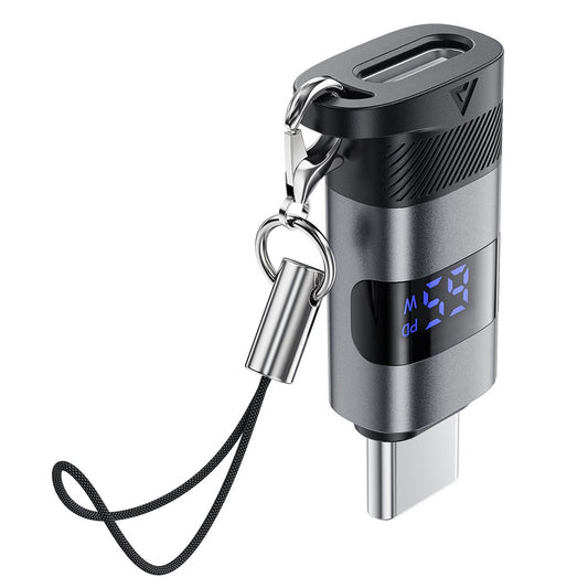 USB-C data- og ladeadapter - USB-C Acefast J9 Display, Grå