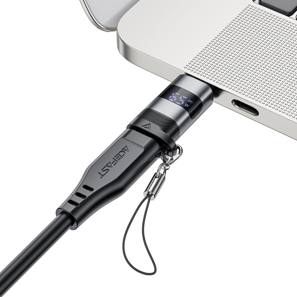USB-C data- og ladeadapter - USB-C Acefast J9 Display, Grå