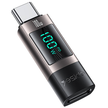 USB-C data- og ladeadapter - USB-C Yesido GS24 Display, Grå