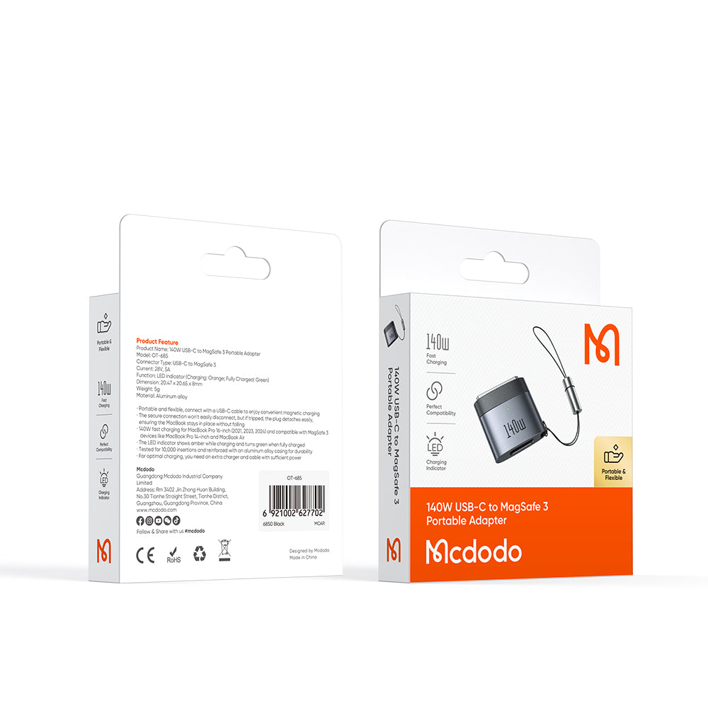USB-C Ladeadapter - MagSafe 3 McDodo OT-6850, Svart