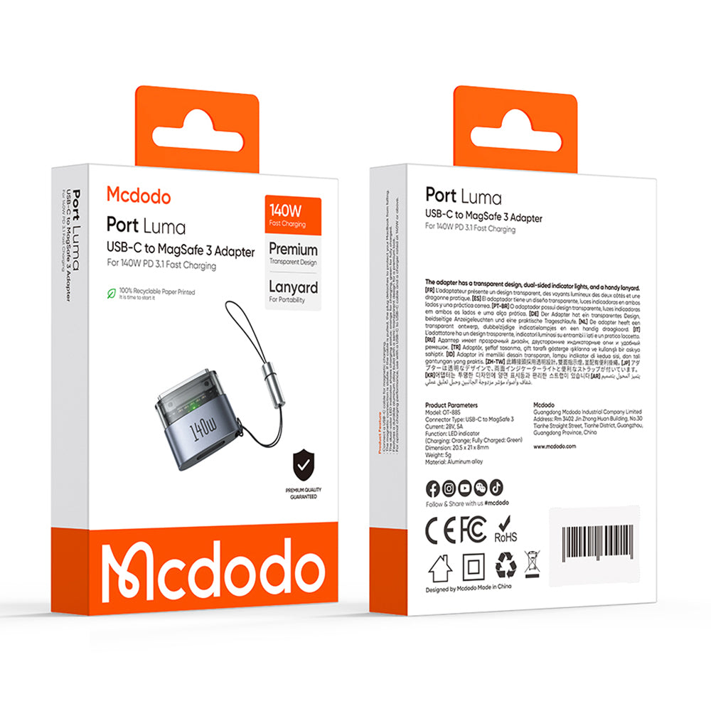 USB-C Ladeadapter - MagSafe 3 McDodo OT-8850, Svart