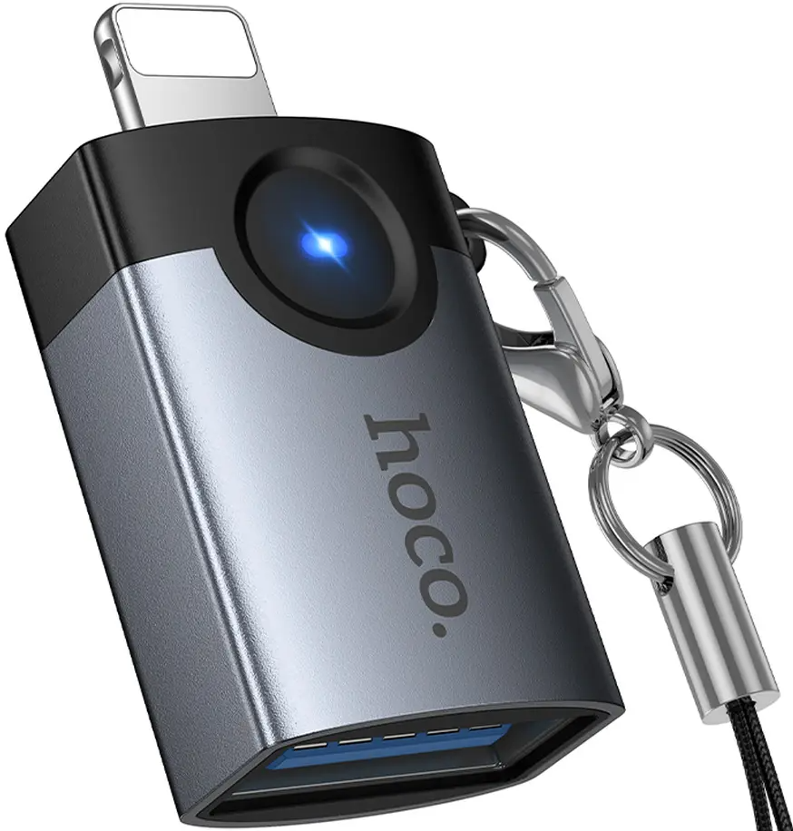 OTG Lightning-adapter - USB-A HOCO UA46, Grå