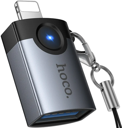OTG Lightning-adapter - USB-A HOCO UA46, Grå
