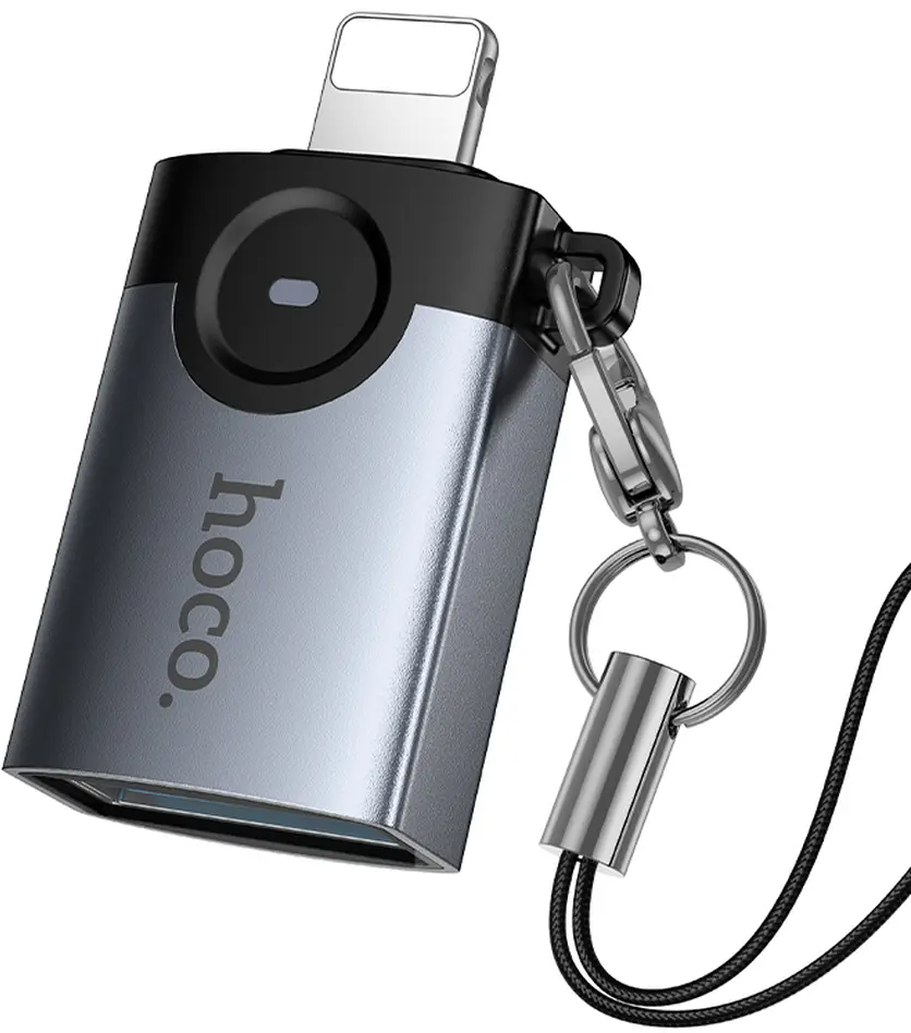OTG Lightning-adapter - USB-A HOCO UA46, Grå