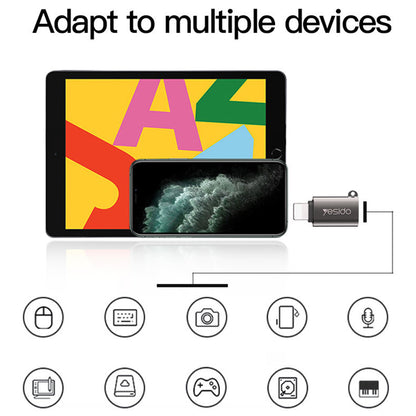 OTG Lightning - USB-A Yesido GS14-adapter, Svart