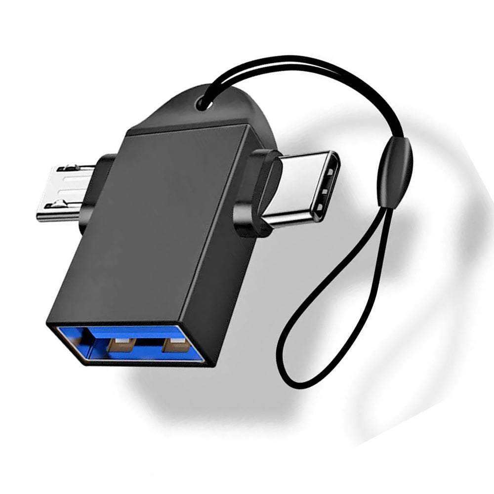 OTG-adapter microUSB / USB-C - USB-A Techsuit A16 TwoVoltX, Svart