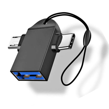 OTG-adapter microUSB / USB-C - USB-A Techsuit A16 TwoVoltX, Svart
