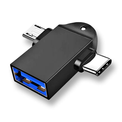 OTG-adapter microUSB / USB-C - USB-A Techsuit A16 TwoVoltX, Svart