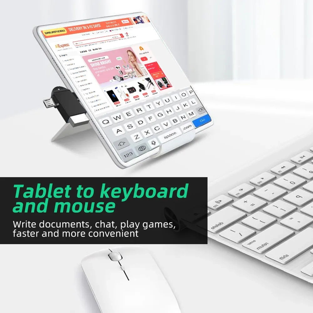 OTG-adapter microUSB / USB-C - USB-A Techsuit A16 TwoVoltX, Svart