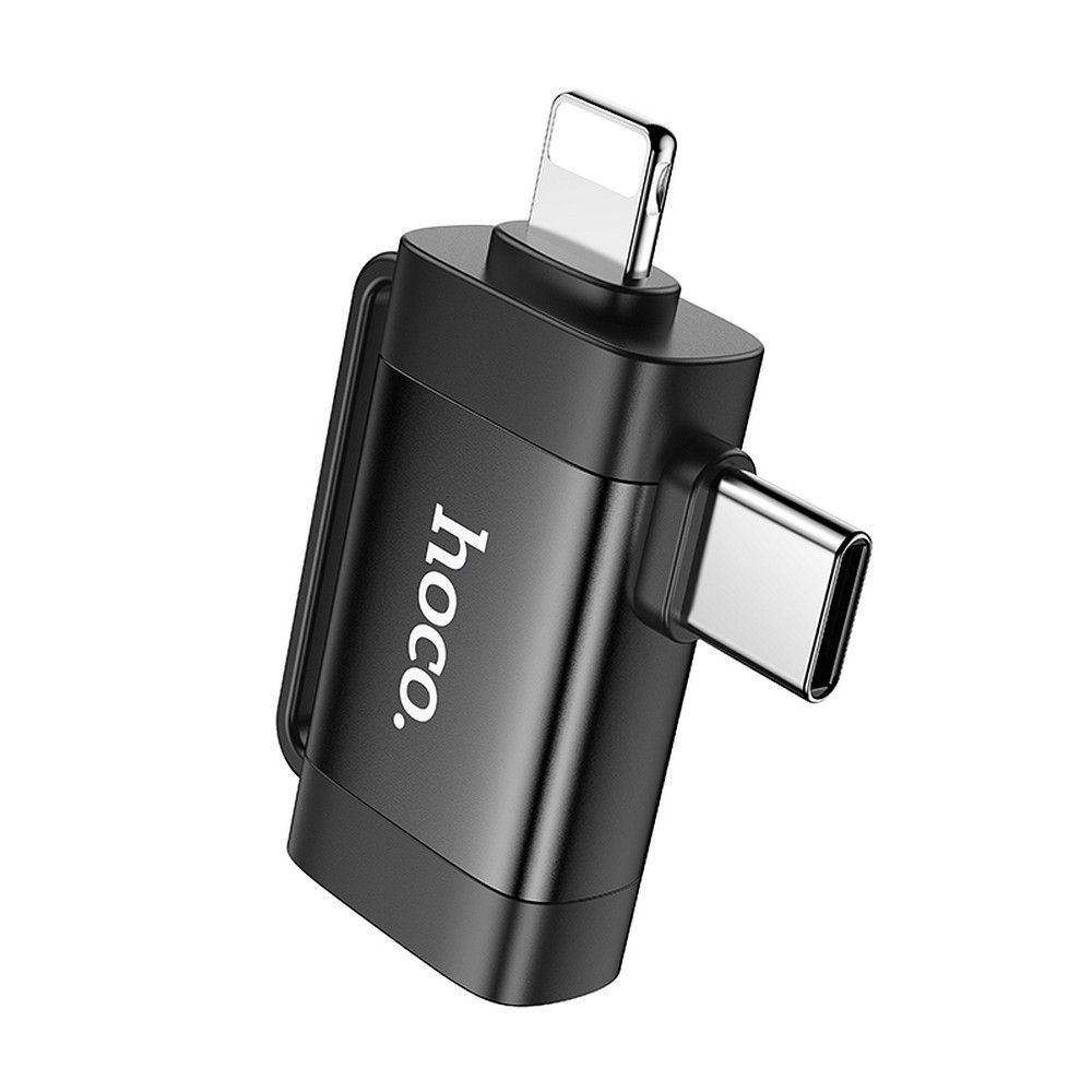 OTG-adapter USB-C / Lightning - USB-A HOCO UA31F, Svart