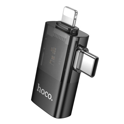 OTG-adapter Lightning / USB-C - USB-A HOCO UA36E, Svart