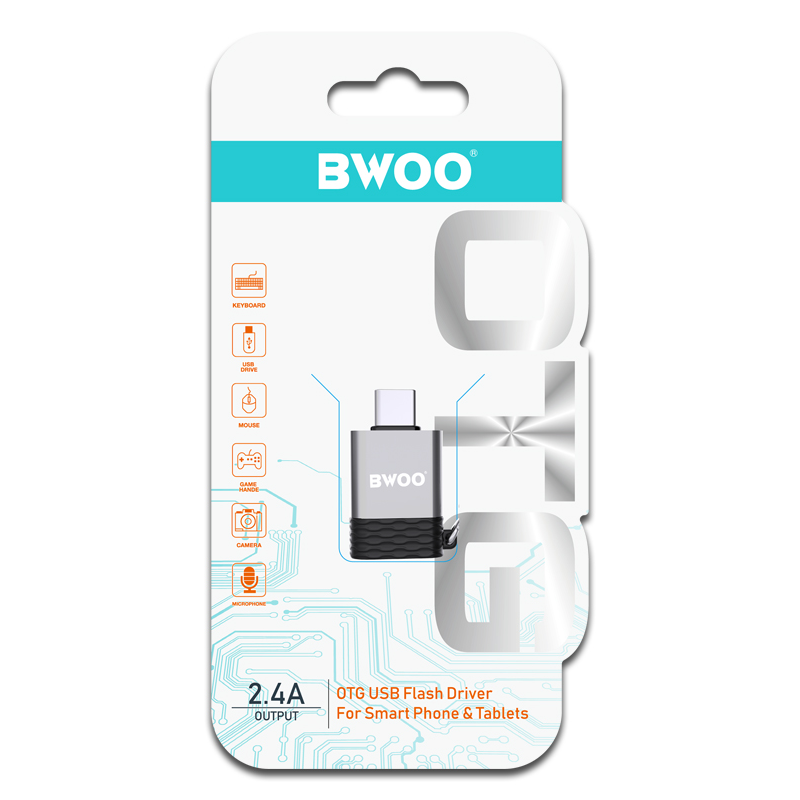 OTG-adapter USB-A - USB-C BWOO BZ-35, Grå
