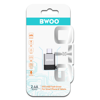 OTG-adapter USB-A - USB-C BWOO BZ-35, Grå