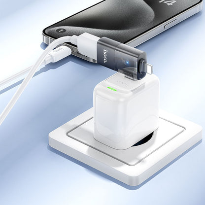 OTG-adapter Lightning / USB-C - USB-A HOCO UA36E, Svart