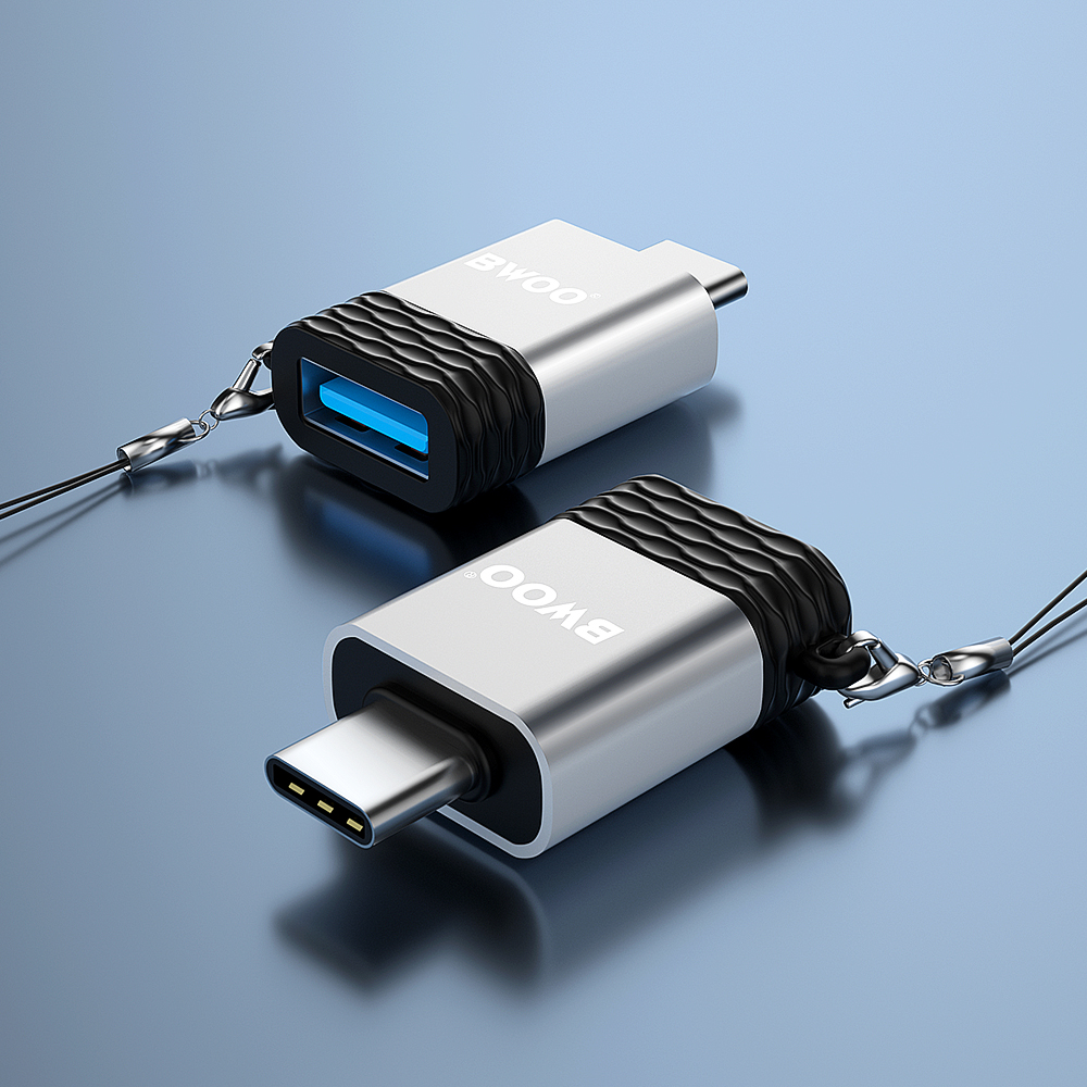 OTG-adapter USB-A - USB-C BWOO BZ-35, Grå