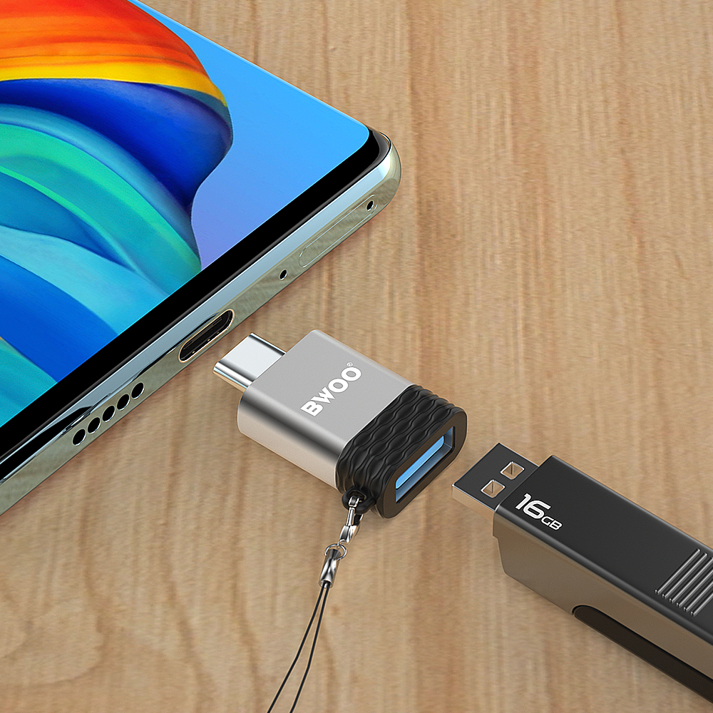 OTG-adapter USB-A - USB-C BWOO BZ-35, Grå