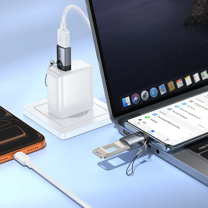 OTG-adapter USB-C - USB-A HOCO UA46C, Grå