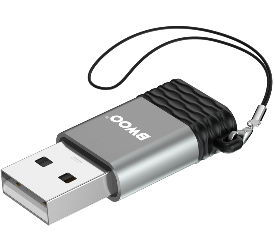 USB-C til USB-A data- og ladeadapter BWOO BZ-38, grå