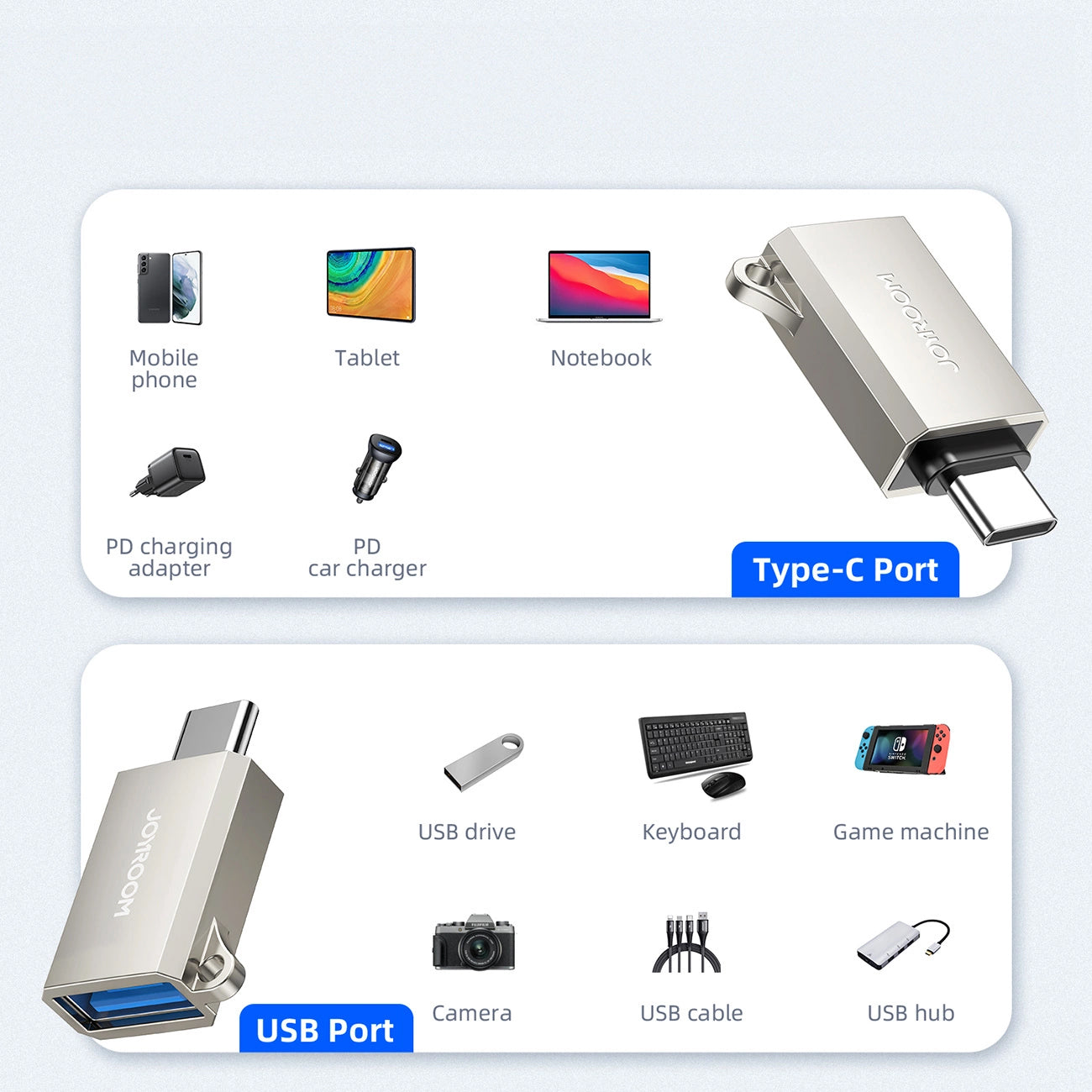 OTG-adapter USB-C - USB-A Joyroom S-H151, Sølv