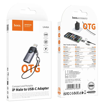 USB-C til Lightning data- og ladeadapter HOCO UA46A, grå