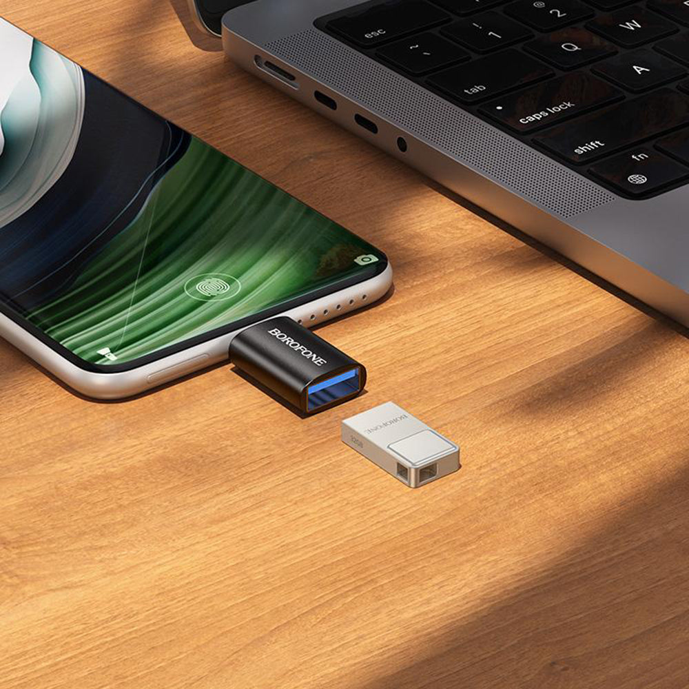 OTG-adapter USB-C - USB-A Borofone BV26C, svart