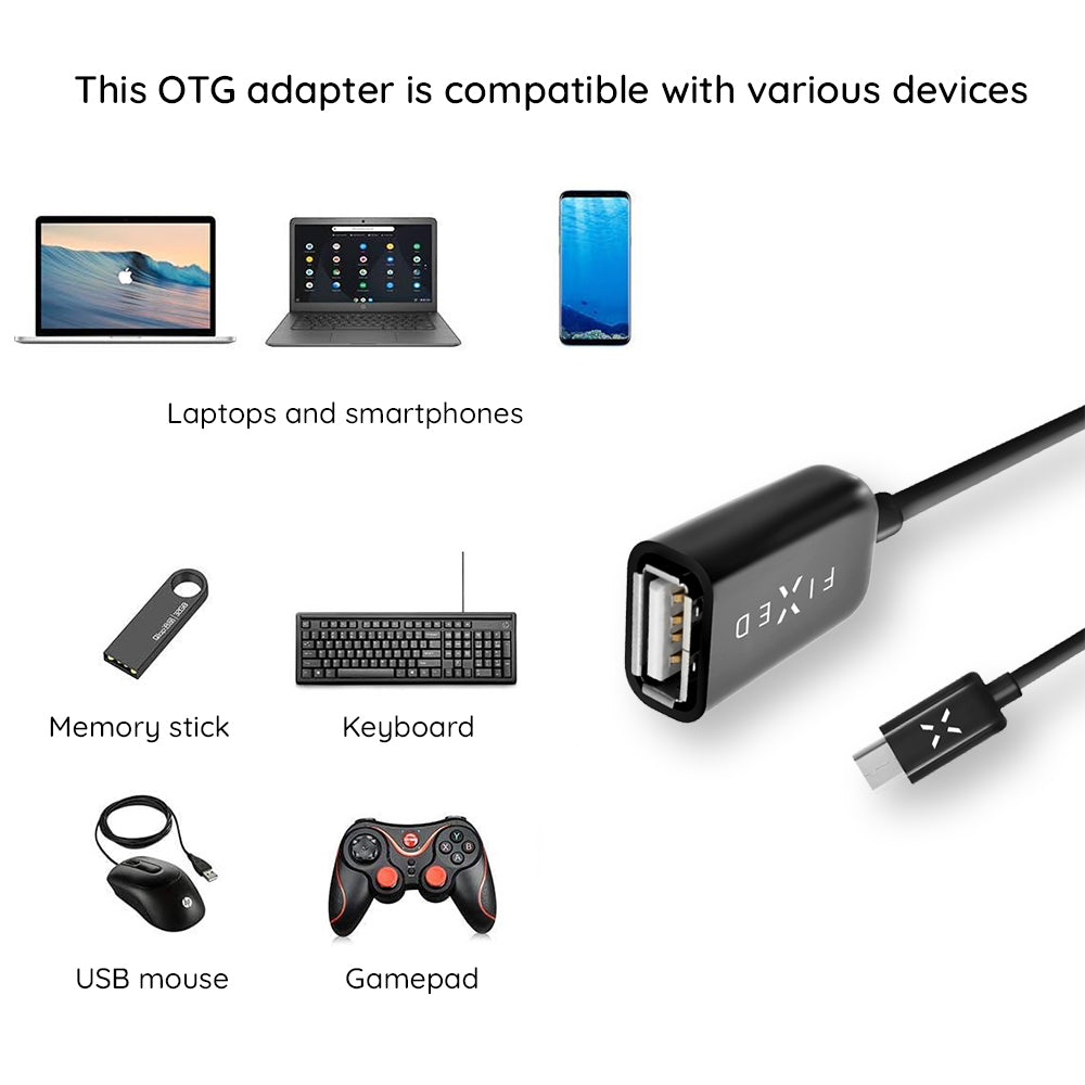 OTG-adapter USB-C - USB-A Fixed, Svart