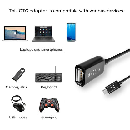 OTG-adapter USB-C - USB-A Fixed, Svart