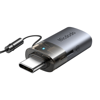 Kortleser USB-C McDodo OT-7600, USB-A (OTG) - microSD, Svart
