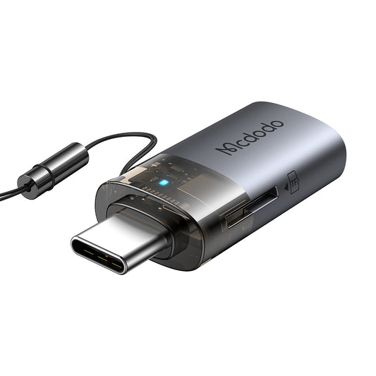 Kortleser USB-C McDodo OT-7600, USB-A (OTG) - microSD, Svart