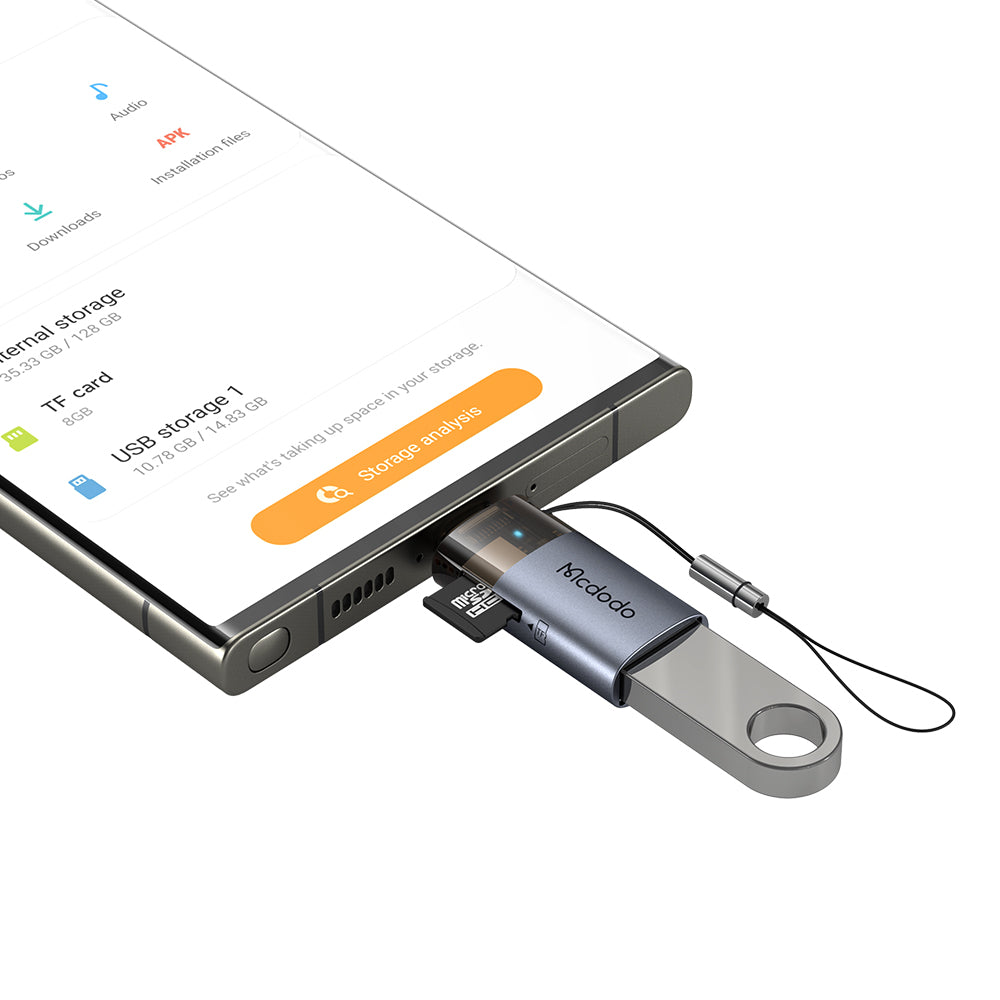 Kortleser USB-C McDodo OT-7600, USB-A (OTG) - microSD, Svart