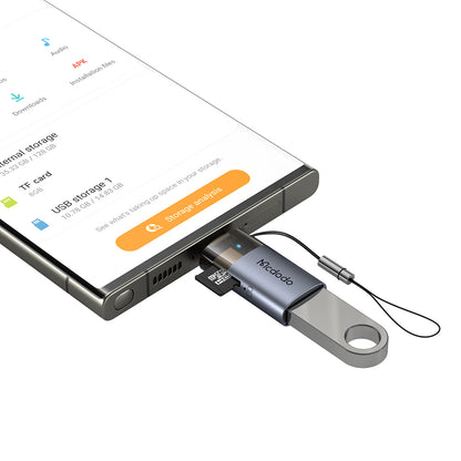 Kortleser USB-C McDodo OT-7600, USB-A (OTG) - microSD, Svart