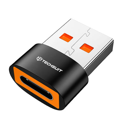 Adapter for Data og Lading USB-C - USB-A Techsuit A4 HyperPort, Svart Oransje