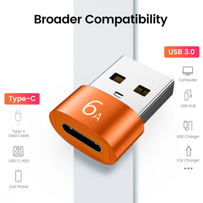 Adapter for Data og Lading USB-C - USB-A Techsuit A4 HyperPort, Svart Oransje
