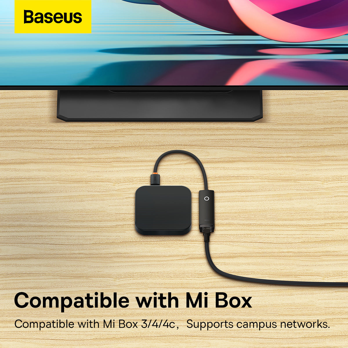 Baseus Lite nettverkskort, USB-C - RJ45, svart WKQXX000301 
