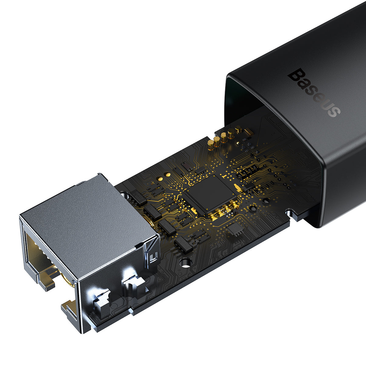 Baseus Lite nettverkskort, USB-C - RJ45, svart WKQXX000301 