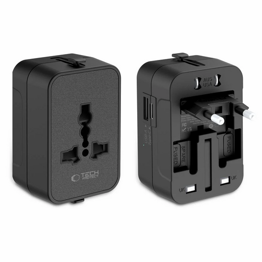 Tech-Protect TA300 Travel EU / UK / US / AU nettverksadapter, Svart