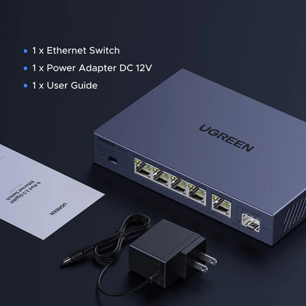 UGREEN nettverksswitch 35048EU, 5 x RJ45, grå