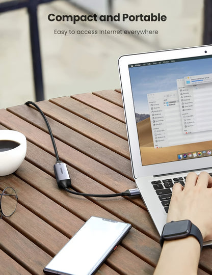 UGREEN CM209 Nettverkskort, RJ45, USB, Grå