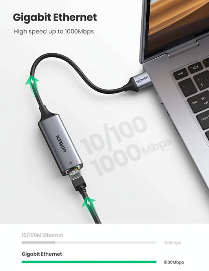 UGREEN CM209 Nettverkskort, RJ45, USB, Grå