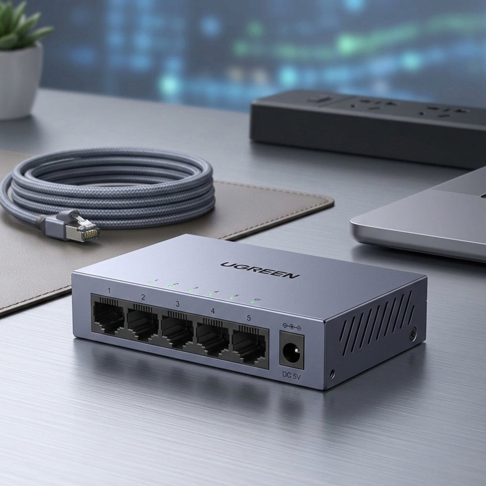 UGREEN CM933 nettverkssvitsj (65956EU), 5 x RJ45, svart
